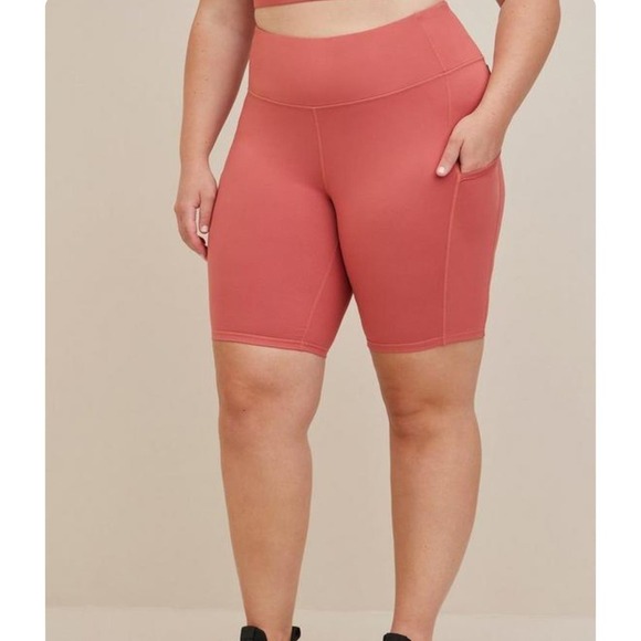 Torrid Pants - Torrid Pink Happy Camper Performance Jersey 9Inch Bike Shorts Plus Size 1X